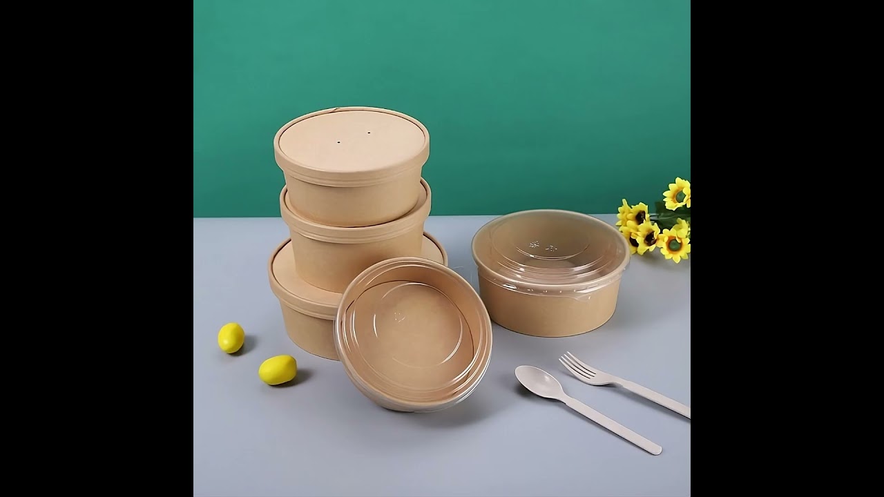 Kraft Paper Disposable Fast Food Box Round Thickening 