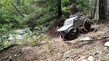 Element Enduro, Traxxas TRX 4 and Axial 1.9 Wraith trailing at Red River New Mexico.