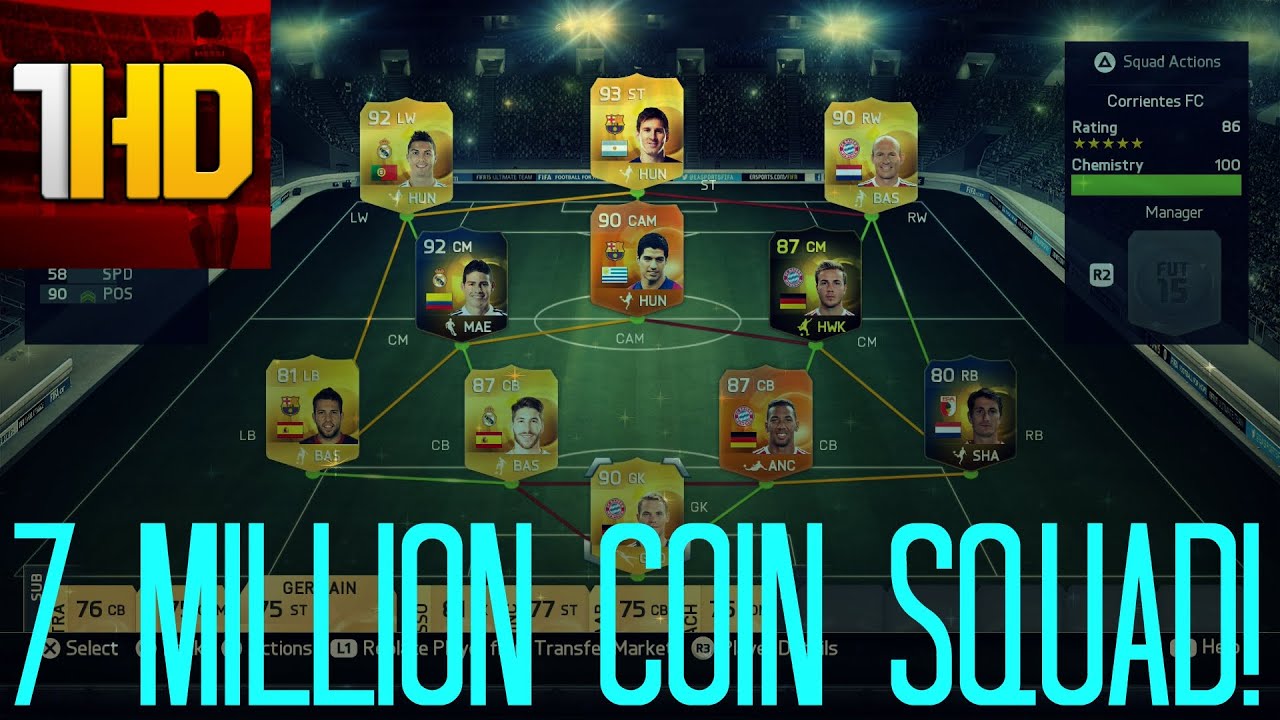 FIFA 15 | 7 MILLION COIN SQUAD! Ft. MOTM Suarez, Messi, CR7!