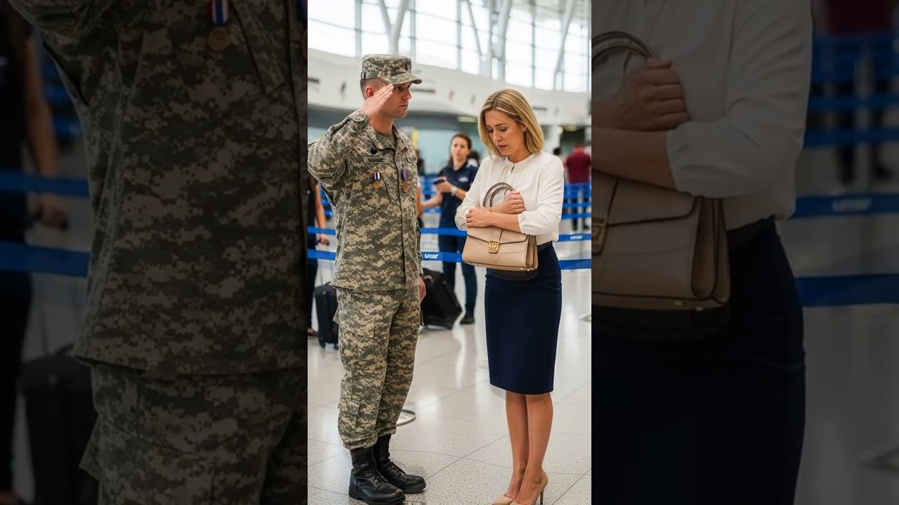 Soldat zeigt wahre Größe in stiller Flughafen-Szene