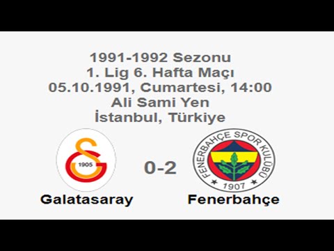 Galatasaray 0-2 Fenerbahçe 05.10.1991 - 1991-1992 Turkish 1st League Matchday 6 (Ver. 1)