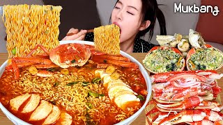 Spicy snow crab ramen and crab fried rice eating showㅣkorean foods Real Mukbang ASMR