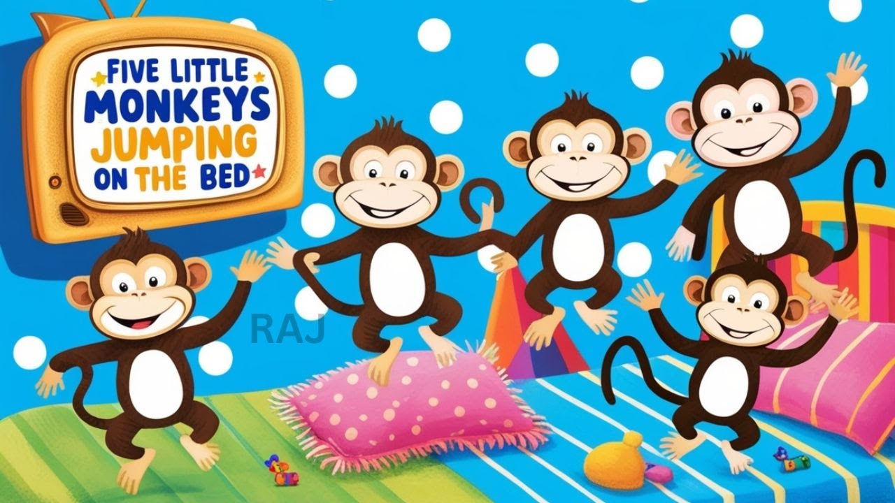Five Little Monkeys Jumping on the Bed | Nursery Rhyme | Kids Songs ...