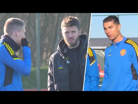 Michael Carrick watches over Man Utd training ahead of Champions League clash with Villarreal