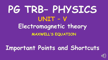 PG TRB – PHYSICS | UNIT – V | Electromagnetic theory | Maxwell