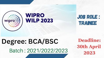 Wipro WILP(Work Integrated Learning Program 2023) Hiring Freshers for the Role of Trainee |