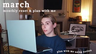 march monthly reset \& plan with me 2023 | setting goals, monthly reflection \& youtube analytics