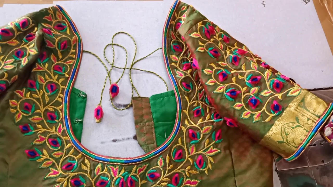 Diwali Blouse Design With Embroidery Work ! South Indian Blouse ...