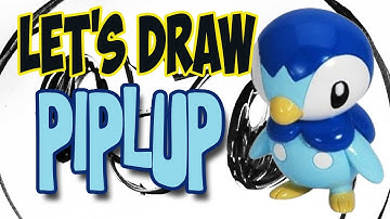 Drawing Piplup from Pokemon (Basic shapes and lines)