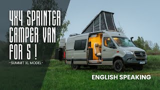 VAN TOUR ENGLISH | SPRINTER 4x4 FOR 5 PEOPLE | Premium LWB model camper van conversion I