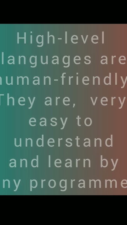 Do you know ...... what is high level and low level programming ...