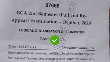 2020 Mdu BCA 2nd Sem Reappear Logical Organization of Computer Question Paper