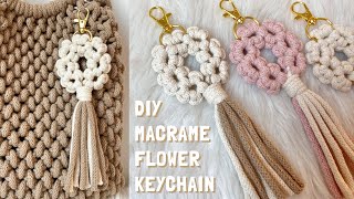 DIY | Macrame flower wreath keychain tutorial | llaveros en macrame | 마크라메 꽃 키링