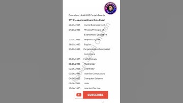 11th Class Date Sheet 2025