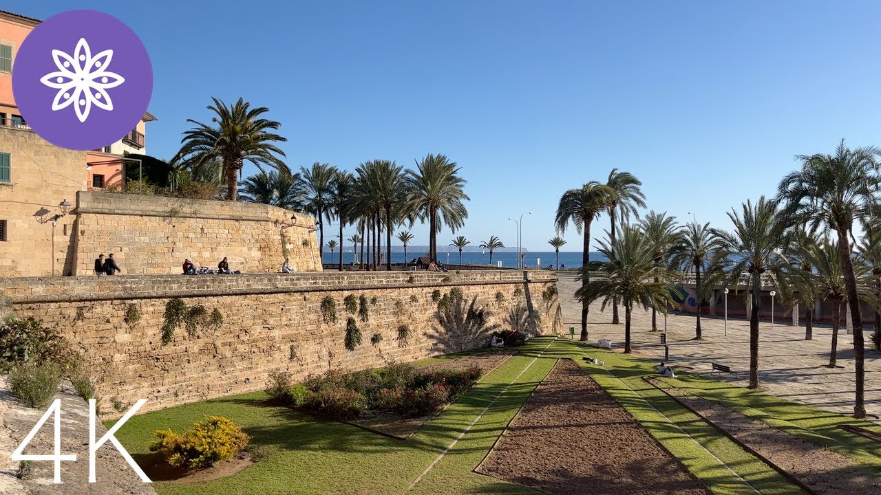 Mallorca 4K 60fps // Walk in Palma City (Parc de la Mar)