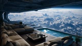 Futuristic Sky Lounge Over an Endless Sea of Clouds | Deep Sleep, Study & Relaxation
