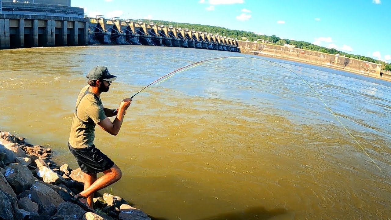 FLY FISHING for CATFISH Below MASSIVE RIVER SPILLWAY! (INSANE) YouTube
