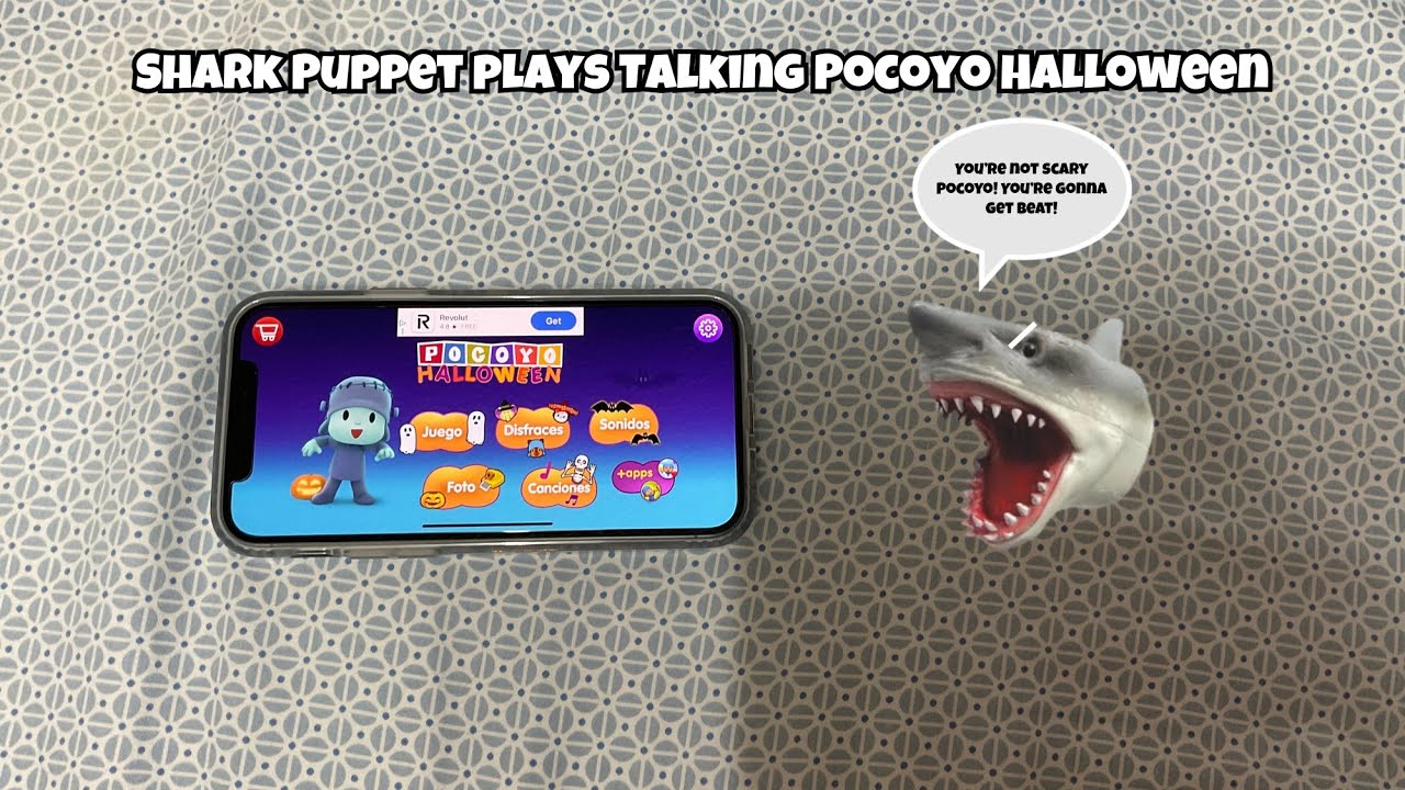 SB Movie: Shark Puppet играет в Talking Pocoyo Halloween!