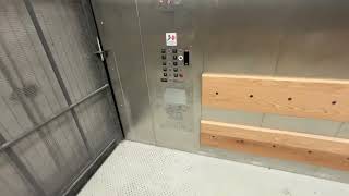 LARGE Canton/Otis roped-hydraulic freight elevator – Victory Heights Arena – Uni. of Pittsburgh – PA