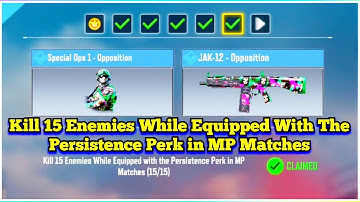 COD Mobile Kill 15 Enemies While Equipped With the Persistence Perk in MP Matches Task Complete