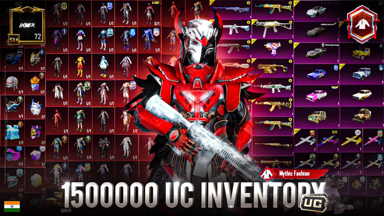 My $1500000uc Pubg Mobile Inventory | Free UC & RP Giveaway Soon 🇮🇳❤️ | Inderislive 💪❤️
