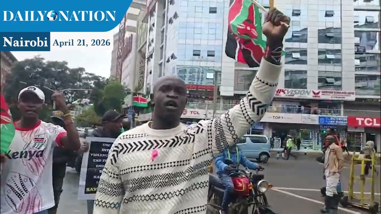 A group of protesters demonstrate against high cost of fuel in the Nairobi CBD