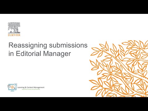 Reassigning submissions in Editorial Manager