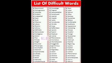 English # List of Difficult Words # 182