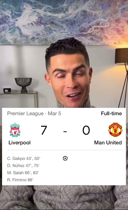 Ronaldo reacts to 7-0 Liverpool vs Man United ￼ #football #soccer #fifaworld