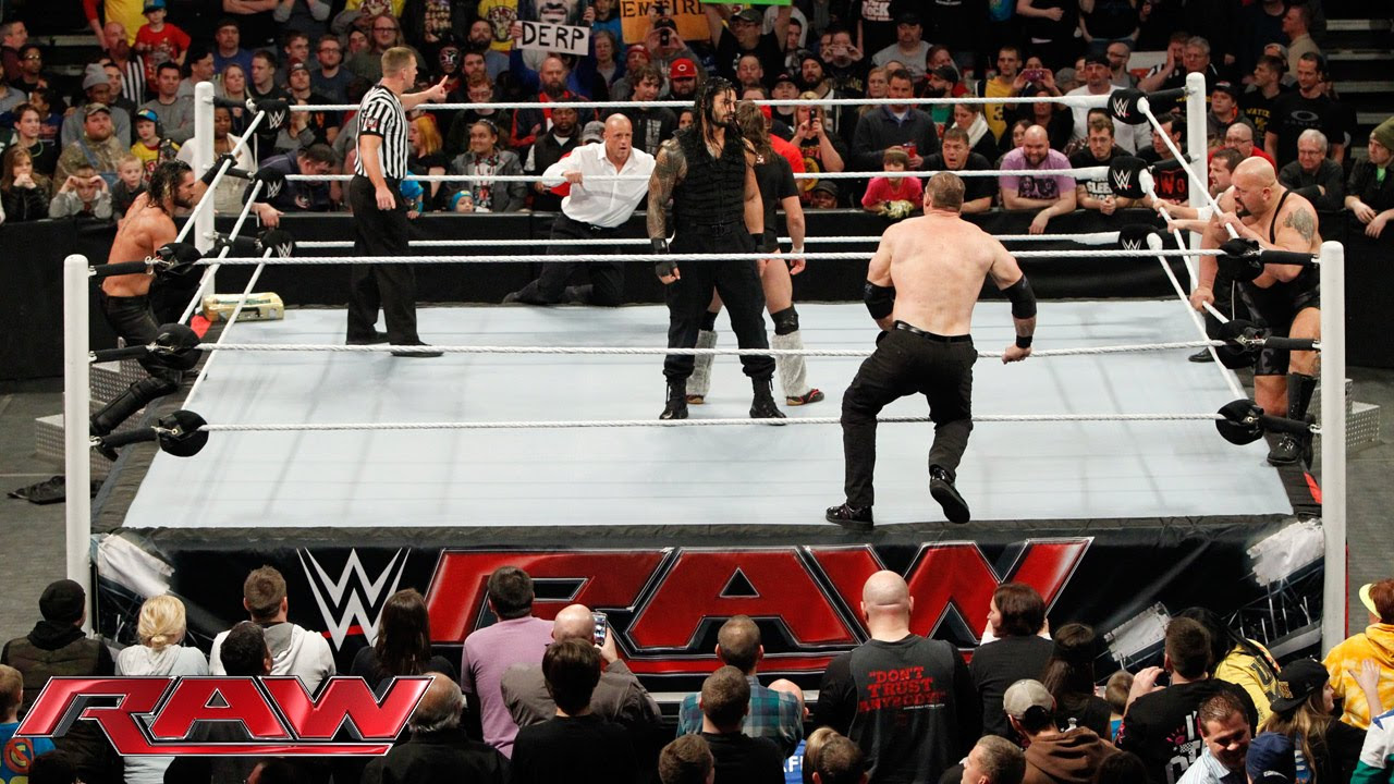 Daniel Bryan  Roman Reigns vs Seth Rollins Big Show Kane  JJ Security Raw February 9 2015