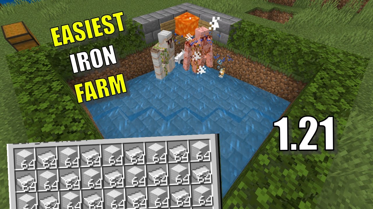 Minecraft 1.21+ EASIEST IRON Farm Tutorial - 300+ Per Hour (Bedrock and Java)