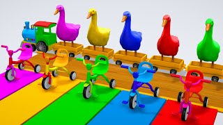 5 Giant Duck Cartoon, Cow, Elephant, Tiger, Dinosaur, Paint Wild Animals Crossing Fountain Animation screenshot 2