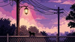 🌆 Golden Sunset Breeze, Black Cat on Railing | 1 Hour Relaxing Pixel Lo-fi 🌇🐈‍⬛ screenshot 4