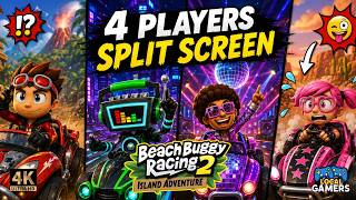 4 Players Split Screen | Beatbot v Disco Jimmy v Rez v Roxie Roller | Beach Buggy Racing 2