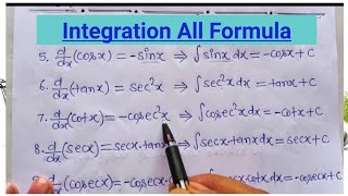 Integration All Formulas class 12 maths for 2022 | समाकलन के सभी सूत्र कक्षा 12 | Samakalan sutra screenshot 2