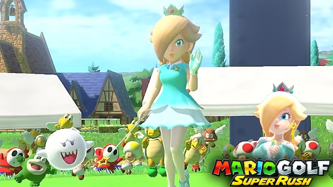 Mario Golf Super Rush Rosalina vs Bowser vs Boo in Bonny Greens