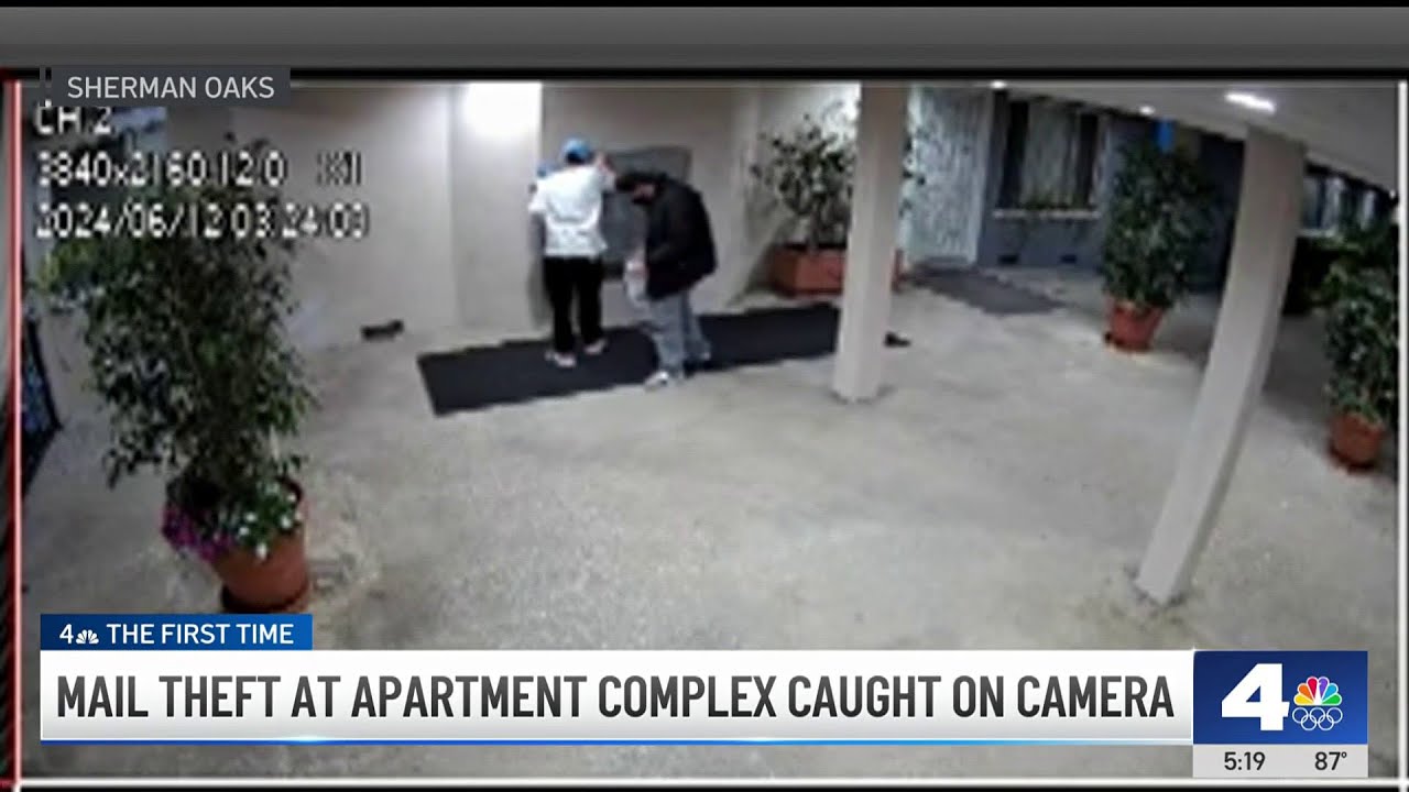 Mail theft at apartment complex in Sherman Oaks caught on camera - YouTube