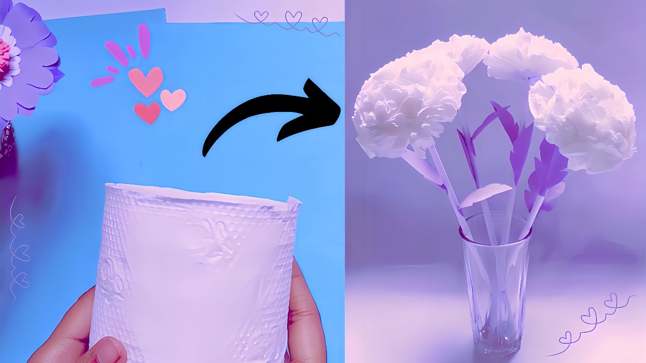 How To Make Tissue Paper Flower | Diy Paper Craft Tutorial | Tissue Paper Flowers 