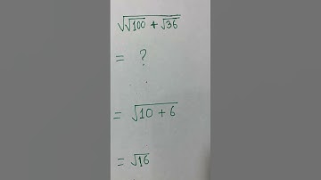 #shorts #maths #square root ((sq root 100) + sq root (36)) = ?