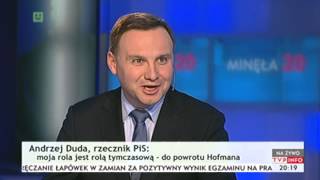 Duda Kibicuję Adamowi, Mam Nadzieję, Że Wróci Minęła Dwudziesta Tvp Info, 27.11.2013