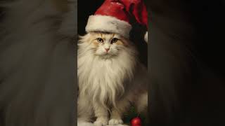 Step into a winter wonderland with Christmas Cat in Santa Hat Printable Digital Wall Art Decor
