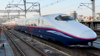 JR東日本新幹線E2系1000番台ｾｼJ75編成が回送電車として単独で大宮駅14番線を通過するシーン（2024.3.16.16:42）