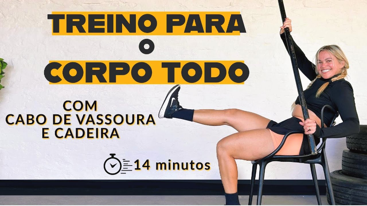 🔥 Treino de Corpo Inteiro em Casa com Cadeira e Cabo de Vassoura | Só 14 Minutos Sem Equipamentos!🔥