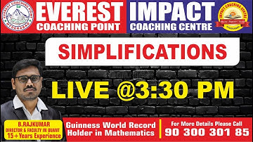 SIMPLIFICATIONS CLASS -2  | LIVE @ 3:30 PM | BY RAJ KUMAR SIR