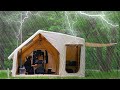 COZY CAMPING IN HEAVY RAIN,  WITH NEW INFLATABLE TENT