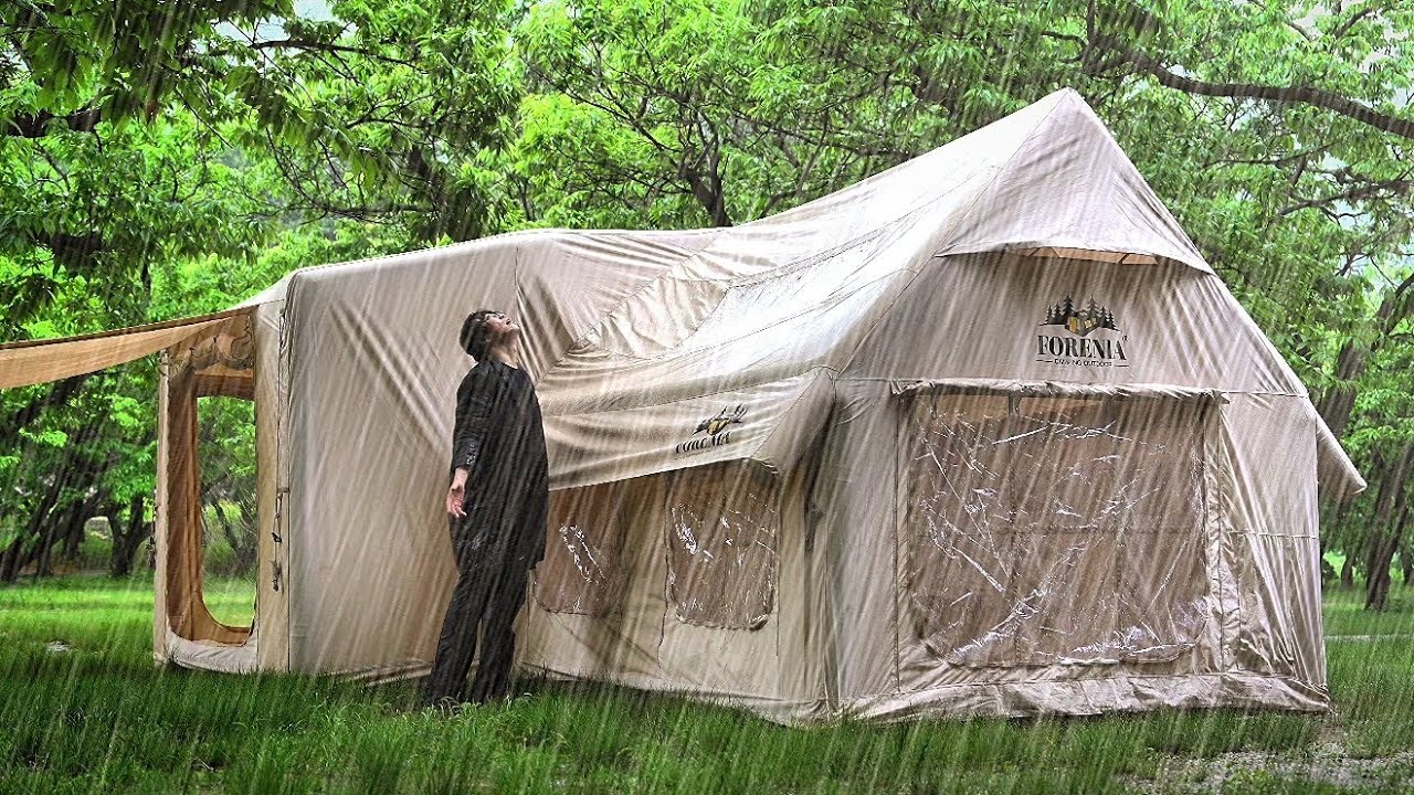 Thunderstorm \u0026 Rain On Tent Sounds For Sleeping | Lightning Drops Downpour Canvas Ambience