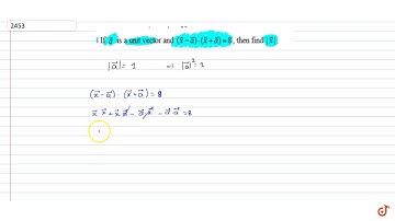 If `vec a` is a unit vector and `(vec x - vec a).(vec x + vec a)=8`, then find `|vec x|`...