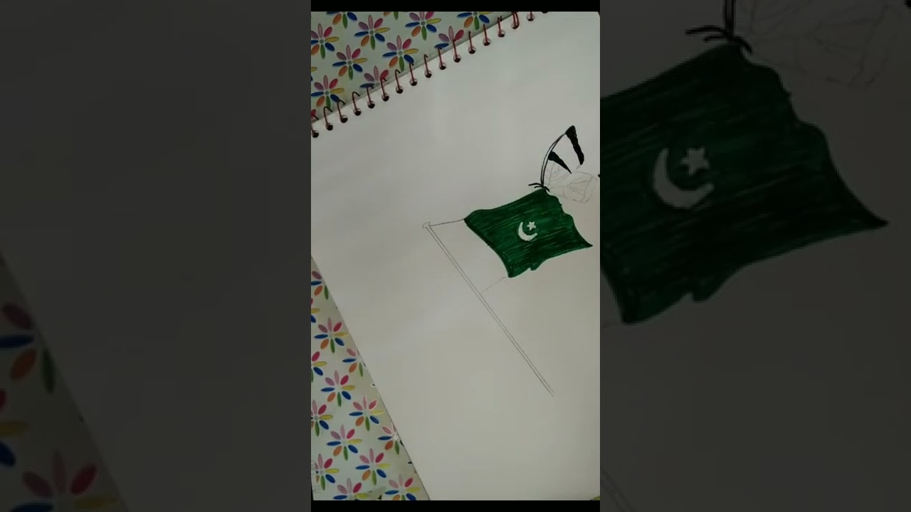 14 august independence day drawing| how to draw Pakistani flag | 