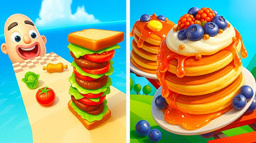 Sandwich Runner 🥪 vs Pancake Run 🥞 – Walkthrough & Max Level Gameplay | Satisfying Food Runner Game