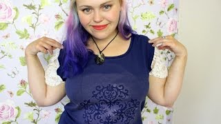 T-Shirt DIY - Lace sleeves and reverse dye (bleach) design